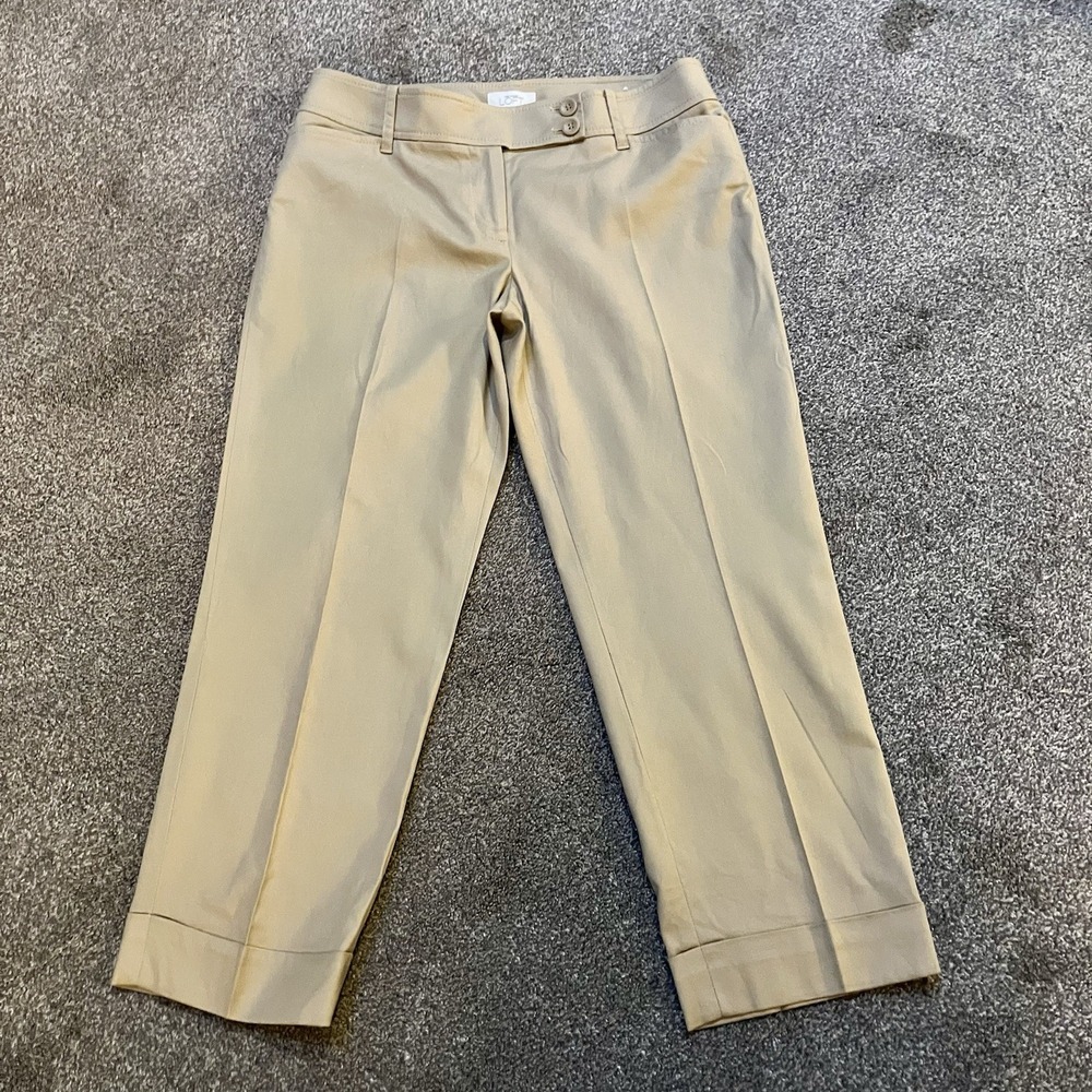 NEW LOFT Marisa Trouser Women's 6 Tan Khaki Cuffed Crop Leg Workwear Dress Pants